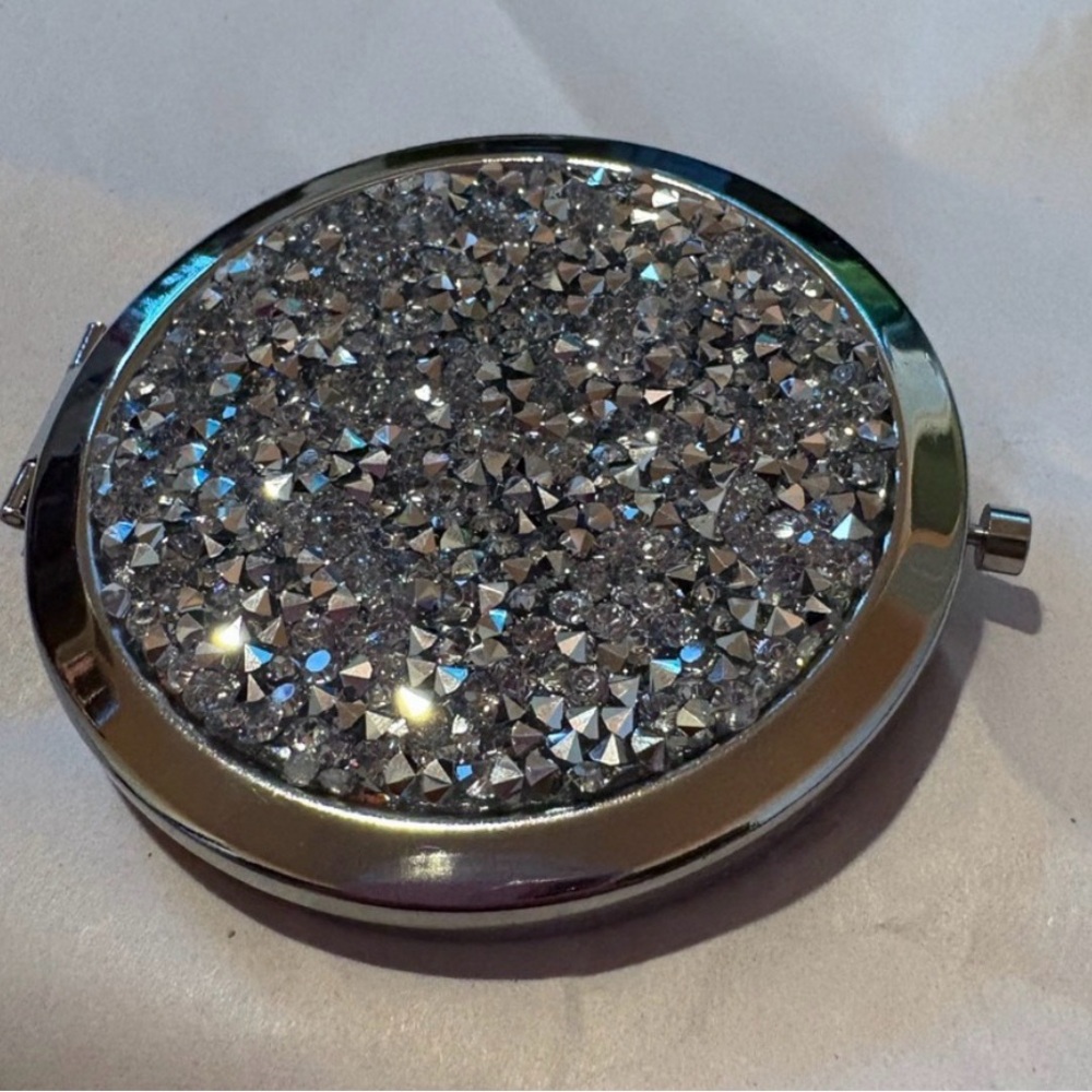 Silver Glitter Compact Mirror